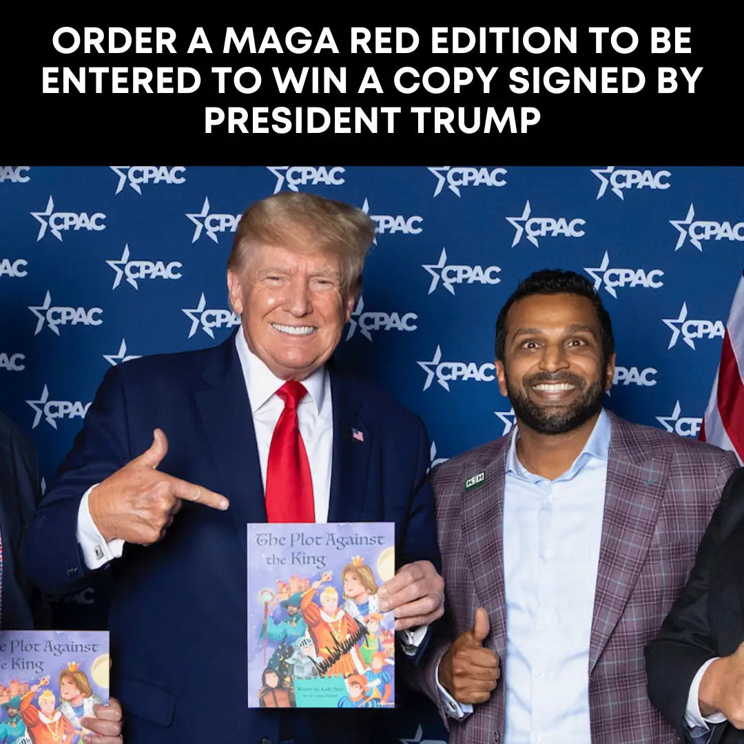 Donald J. Trump with Kash Patel holding a signed copy of his book